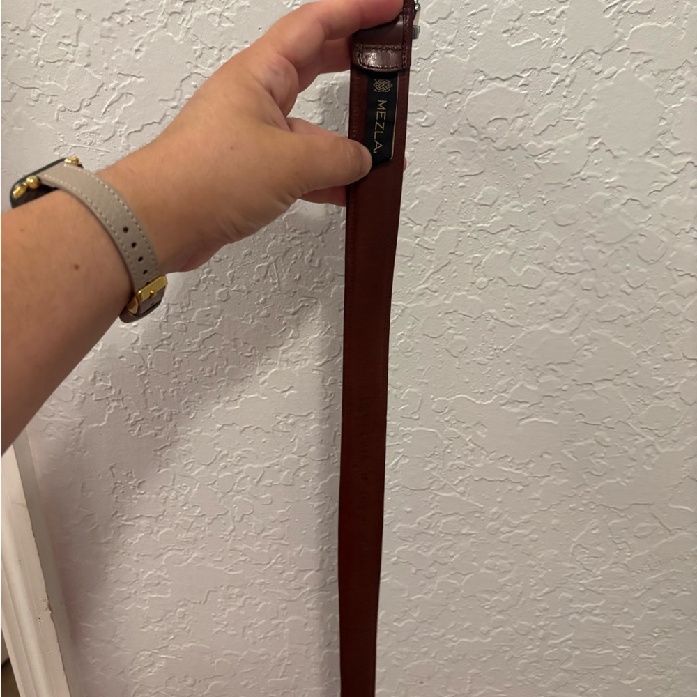 Mezlan Leather Belt Mens Size 40 Brown Striped Dress Classic Buckle Spain 1.25In - Picture 4 of 4